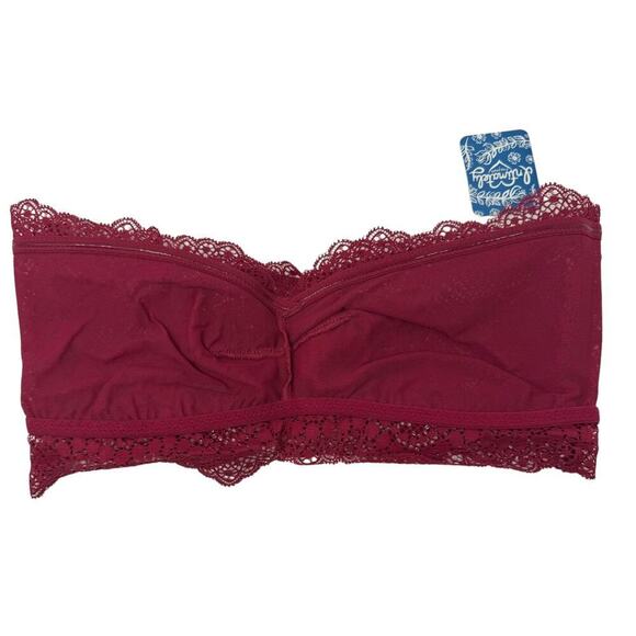 Free People Size S Lacey Looks Bandeau Burgundy  All Lace Lightly Lined NEW - Picture 5 of 8